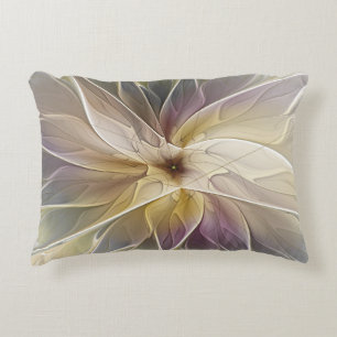 Floral Fantasy Gold Aubergine Abstract Fractal Art Decorative Pillow