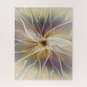 Floral Fantasy Gold Aubergine Abstract Fractal Art Jigsaw Puzzle