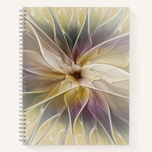 Floral Fantasy Gold Aubergine Abstract Fractal Art Notebook
