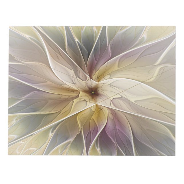 Floral Fantasy Gold Aubergine Abstract Fractal Art Notepad (Front)