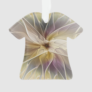 Floral Fantasy Gold Aubergine Abstract Fractal Art Ornament