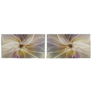 Floral Fantasy Gold Aubergine Abstract Fractal Art Pillowcase
