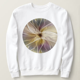 Floral Fantasy Gold Aubergine Abstract Fractal Art Sweatshirt