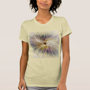 Floral Fantasy Gold Aubergine Abstract Fractal Art T-Shirt