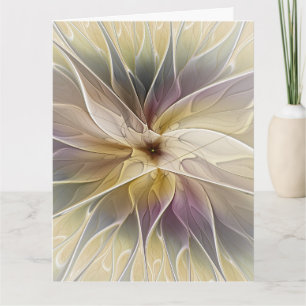 Floral Fantasy Gold Aubergine Abstract Fractal Art Thank You Card