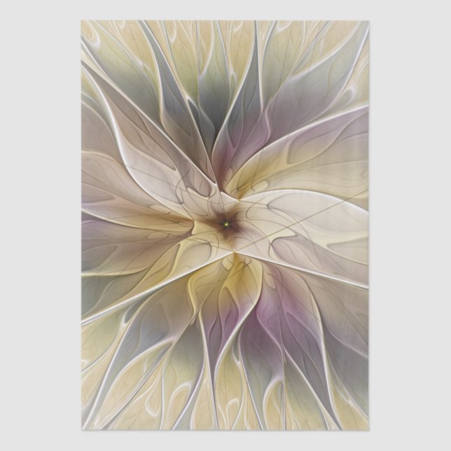 Floral Fantasy Gold Aubergine Abstract Fractal Art Tissue Paper (Front)