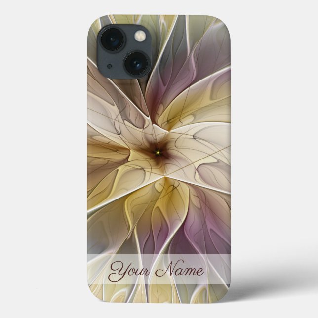 Floral Fantasy Gold Aubergine Fractal Art Name Case-Mate iPhone Case (Back)