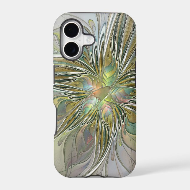 Floral Fantasy Modern Fractal Art Flower With Gold (Back)