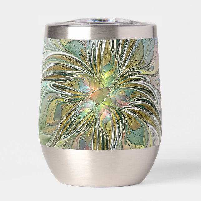 Floral Fantasy Modern Fractal Art Flower With Gold (Front)