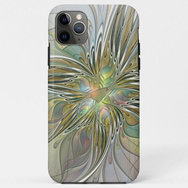 Floral Fantasy Modern Fractal Art Flower With Gold Case-Mate iPhone Case (Back)