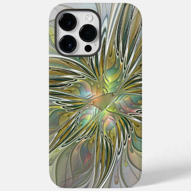 Floral Fantasy Modern Fractal Art Flower With Gold Case-Mate iPhone Case (Back)