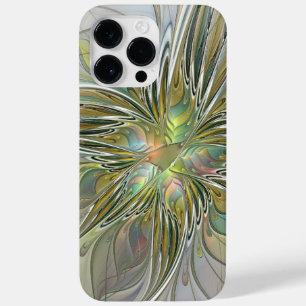 Floral Fantasy Modern Fractal Art Flower With Gold Case-Mate iPhone 14 Pro Max Case