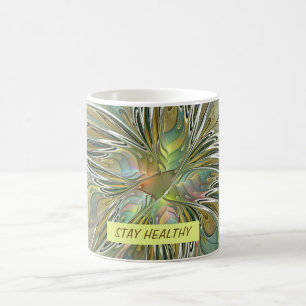 Floral Fantasy Modern Fractal Art Flower With Gold Coffee Mug
