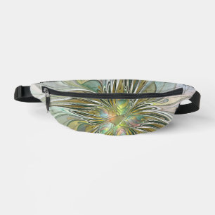 Floral Fantasy Modern Fractal Art Flower With Gold Fanny Pack