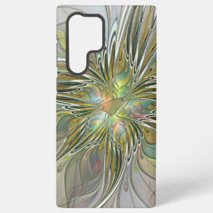 Floral Fantasy Modern Fractal Art Flower With Gold Samsung Galaxy Case