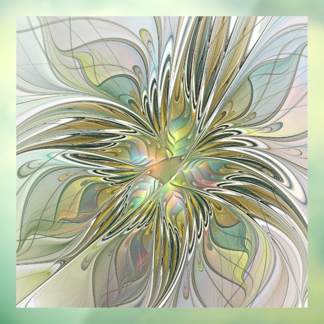 Floral Fantasy Modern Fractal Art Flower With Gold Window Cling (Sheet 3)