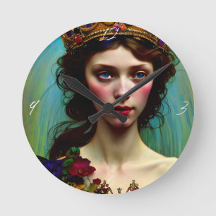 Floral Fantasy Princess Round Clock