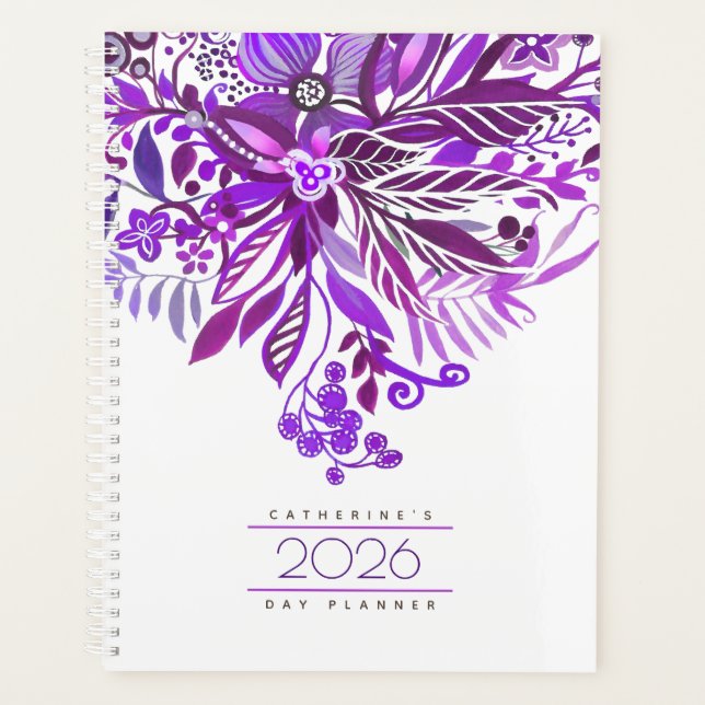 Floral Fantasy Purple Daily Agenda 2026 (Devant)