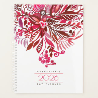 Floral Fantasy Red Daily Agenda 2026