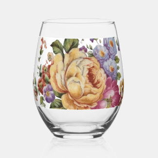 Floral Fantasy Stemless Wine Glass