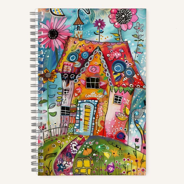 *~* Floral Fantasy  Whimsical AN1 Happy Colourful Notebook (Front)
