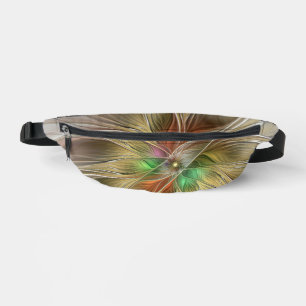 Floral Fantasy With Gold Modern Abstract Fractal Fanny Pack
