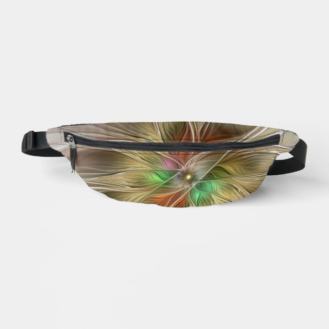 Floral Fantasy With Gold Modern Abstract Fractal Fanny Pack (Front)