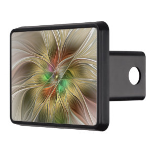 Floral Fantasy With Gold Modern Abstract Fractal Trailer Hitch Cover