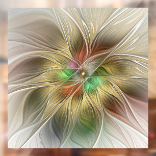 Floral Fantasy With Gold Modern Abstract Fractal Window Cling
