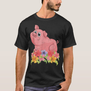 Floral Farm Animal Farmer Animal Lover Flowers Pig T-Shirt