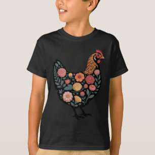 Floral Farm Chicken Nature Enthusiasts Cottagecore T-Shirt