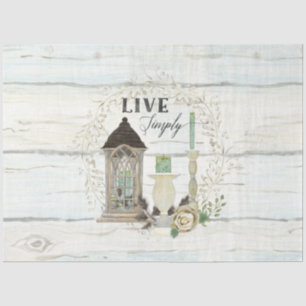 Floral Farmhouse Lantern Cottage Wood Decoupage Ti Tissue Paper