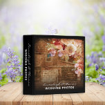 Floral Farmhouse Rustic Barn Wedding Album Binder<br><div class="desc">Farmhouse rustic barn background with old handwriting overlay and watercolor florals.  Gold ring image below text on front.  Customize your text for your wedding photo album.</div>