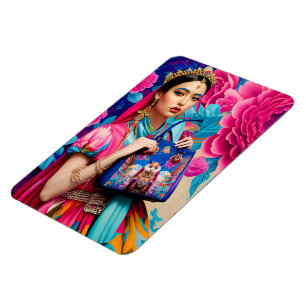 Floral fashion princess with handbag magnet