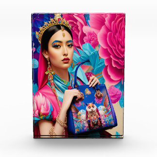 Floral fashion princess with handbag photo block