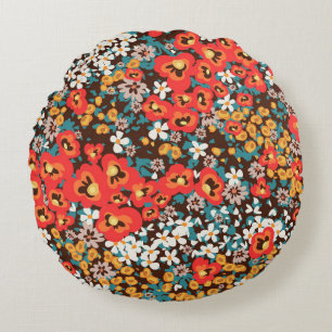Floral fashion spring, summer woman dress round pillow