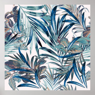 Floral fashion tropical vintage pattern with palm  poster