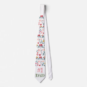 Floral Father's Day Necktie : #1 DAD 