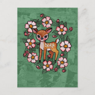 Floral Fawn Postcard
