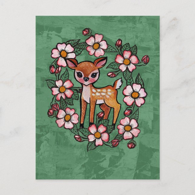 Floral Fawn                                        Postcard (Front)