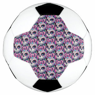 Floral Feline Dia de los Muertos Soccer Ball