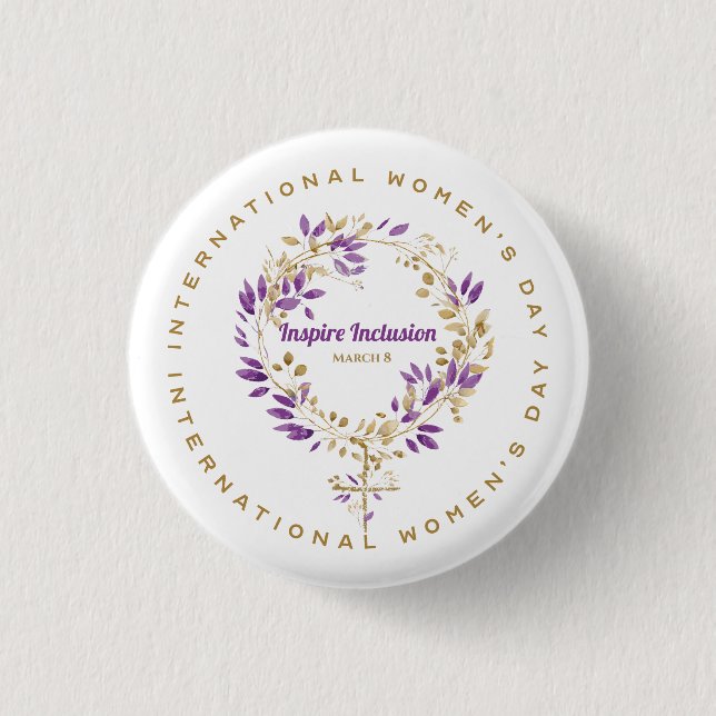 Floral Female Sign Women's Day March 20 1 Inch Round Button (Front)