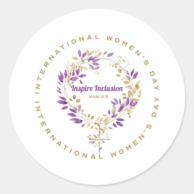 Floral Female Sign Women's Day March 20 Classic Round Sticker (Front)