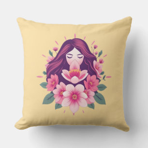 Floral Feminine Empowerment Throw Pillow