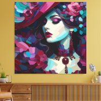 Floral Femme Fatale Portrait Art