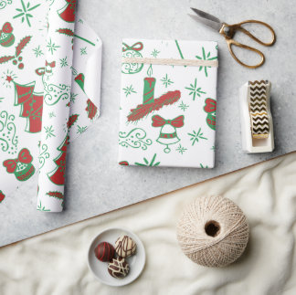 Floral Festive Illustration Merry Christmas Wrapping Paper