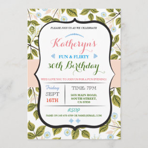 Floral Feuille 50ème 40ème anniversaire Invitation