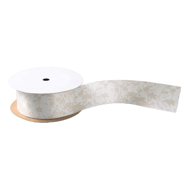 Floral Field (Ivory - Champagne) Satin Ribbon (Spool)
