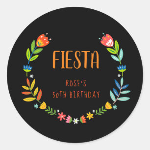 Floral Fiesta Birthday Classic Round Sticker