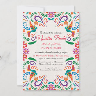 Floral Fiesta Colourful Boda Spanish Wedding Invitation